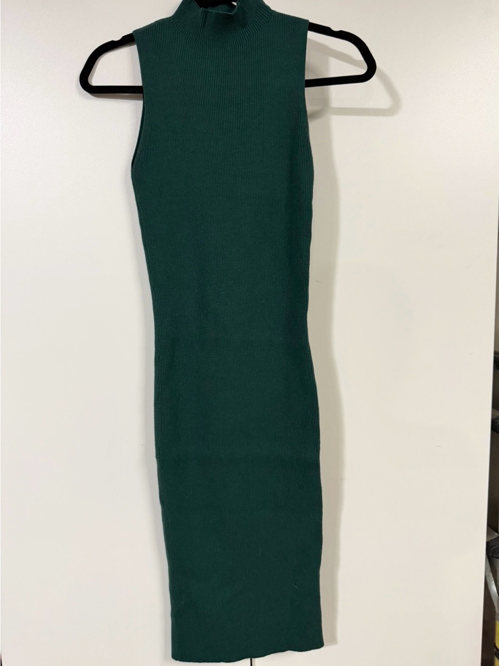 Express Emerald Green Ribbed Mock Neck Midi - Picture 3 of 4